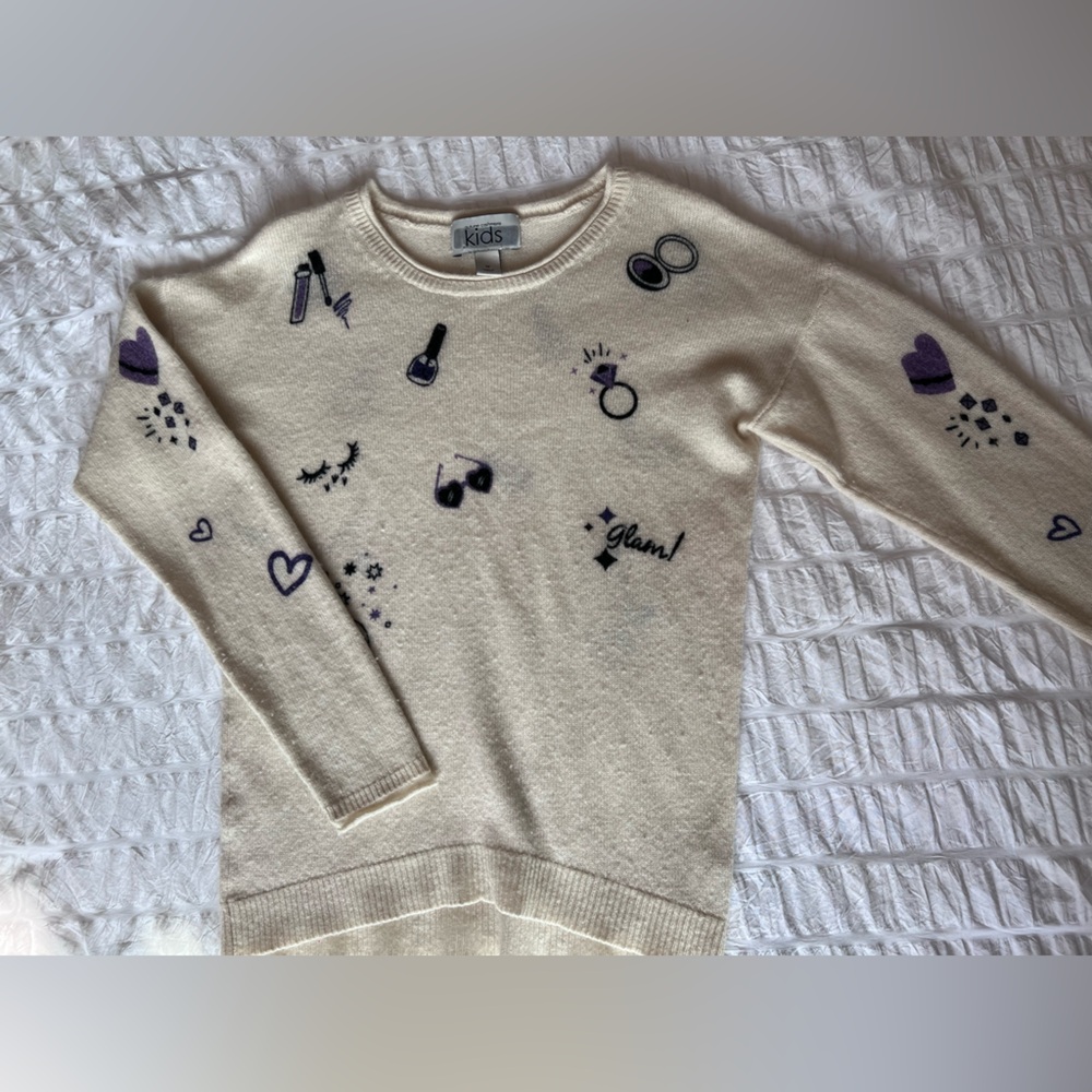 Autumn Cashmere Kids Cream Graphic Sweater Size Girls 12